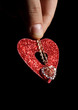 Red heart with necklace like a sings of love