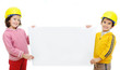 Two chilredn with banner