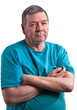 mature man with arms crossed, isolated