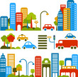 Cute vector illustration of a city street Cute vector illustration of a city street