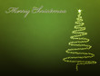 Christmas tree made of stars on green background
