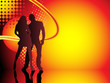 Beautiful couple silhouette with grunge summer background. Beautiful couple silhouette with grunge summer background.
