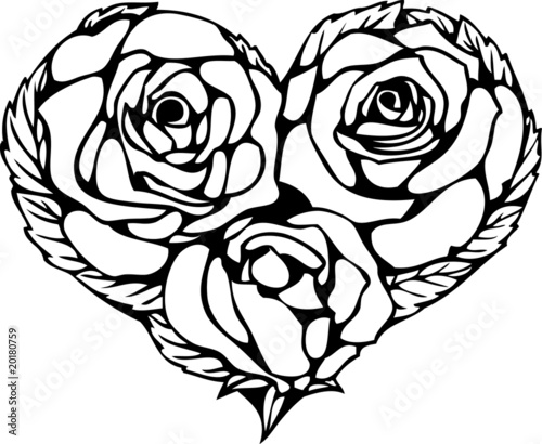 flowers pictures black and white. Black and white heart shape