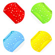realistic stickers with peeling corners and water drops