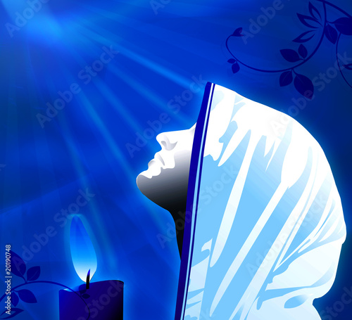 Illustration: praying in blue light praying in blue light