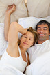 Beautiful couple waking up