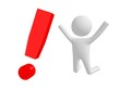 3d human with a red exclamation mark