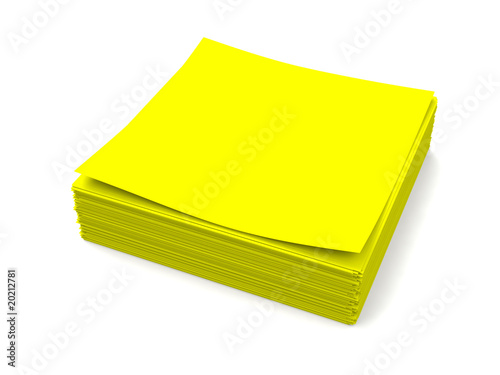 A stack of yellow office note paper isolated on white background A stack of yellow office note paper isolated on white background