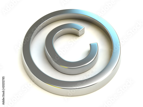 Steel copyright symbol isolated on white background