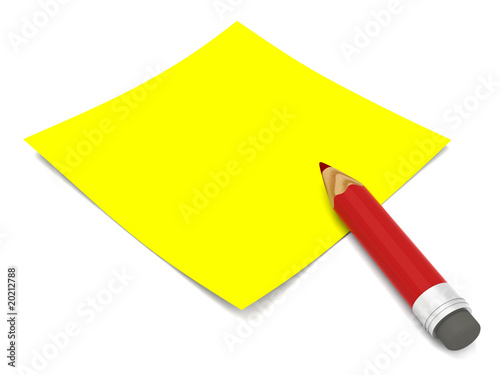 Red pencil and yellow office note paper Red pencil and yellow office note paper