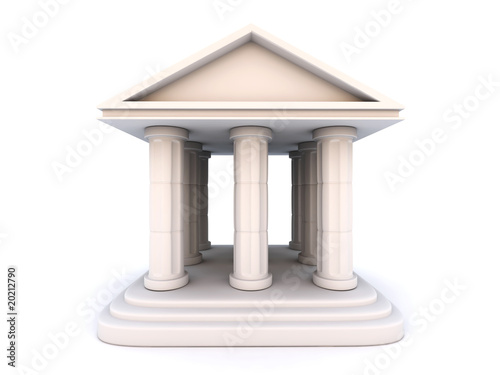 Ancient temple isolated on white background