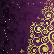 Magic floral background with golden curles.