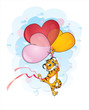 Cute little tiger flies to you on balloons