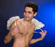 Glamour man with white wings.