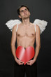 Glamour man with white wings.