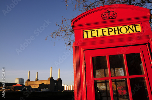 Photo: Battersea Power Station with red phone box Battersea Power Station with red phone box