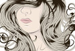Woman's face with long detailed curly hair Woman's face with long detailed curly hair