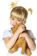 Photo: little girl with her puppy toy little girl with her puppy toy