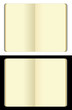 opened blank moleskine note books soft pages texture isolated