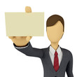 3d Businessman with blank business card
