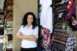 happy owner of a fabric store
