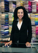 happy owner of a fabric store