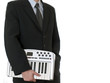 BUSINESSMAN MUSICIAN WITH INSTRUMENT WITH SUIT