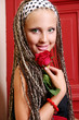 young and beautiful woman on the street