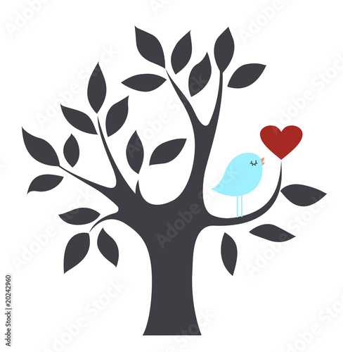 Vektor: Vector bird and tree Vector bird and tree