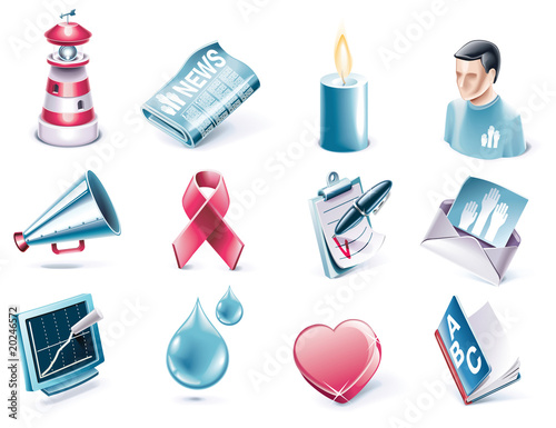 Vector cartoon style icon set. Part 38. Charity