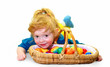 Happy girl with easter basket