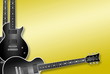three black guitars on yellow background
