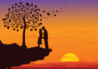 Couple Kissing into the nature