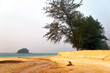 Foggy tropical beach. Tioman island. Malaysia