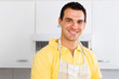 man wearing apron