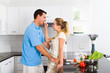 loving couple cooking