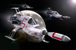 spaceship and moon