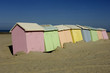 France, Berck, cabines colorées sur la plage