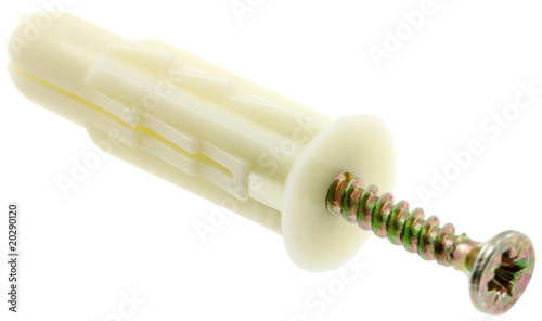 cheville plastique vis auto-foreuse fond blanc