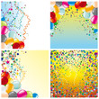 Colorful vector backgrounds set with balloons and confetti Colorful vector backgrounds set with balloons and confetti