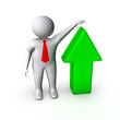 3d man showing grow in business 3d man showing grow in business