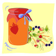 Colorful jam glass with forest flowers