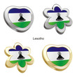 vector illustration of lesotho flag in heart and flower shape