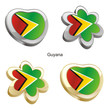 vector illustration of guyana flag in heart and flower shape
