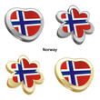 vector illustration of norway flag in heart and flower shape