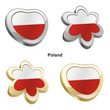 vector illustration of poland flag in heart and flower shape