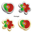 vector illustration of portugal flag in heart and flower shape