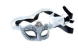 silver and black carnival mask isolated on a white background