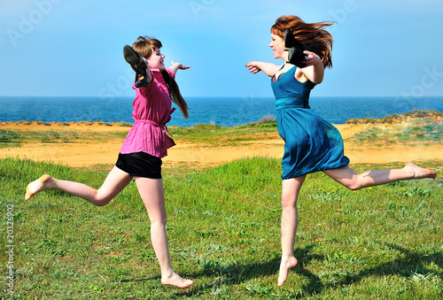 Photo: two happy sisters two happy sisters