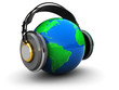 earth with headphones